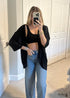 Summer Knit 3/4 Sleeves Black Boho Cardigan